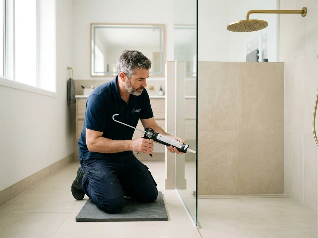 Douche à l'italienne moderne avec paroi en verre installée dans une salle de bain à Montpellier.